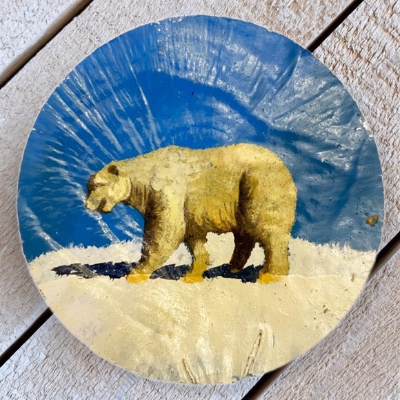 Vintage Other - Hand Painted Polar Bear Painting on Shell